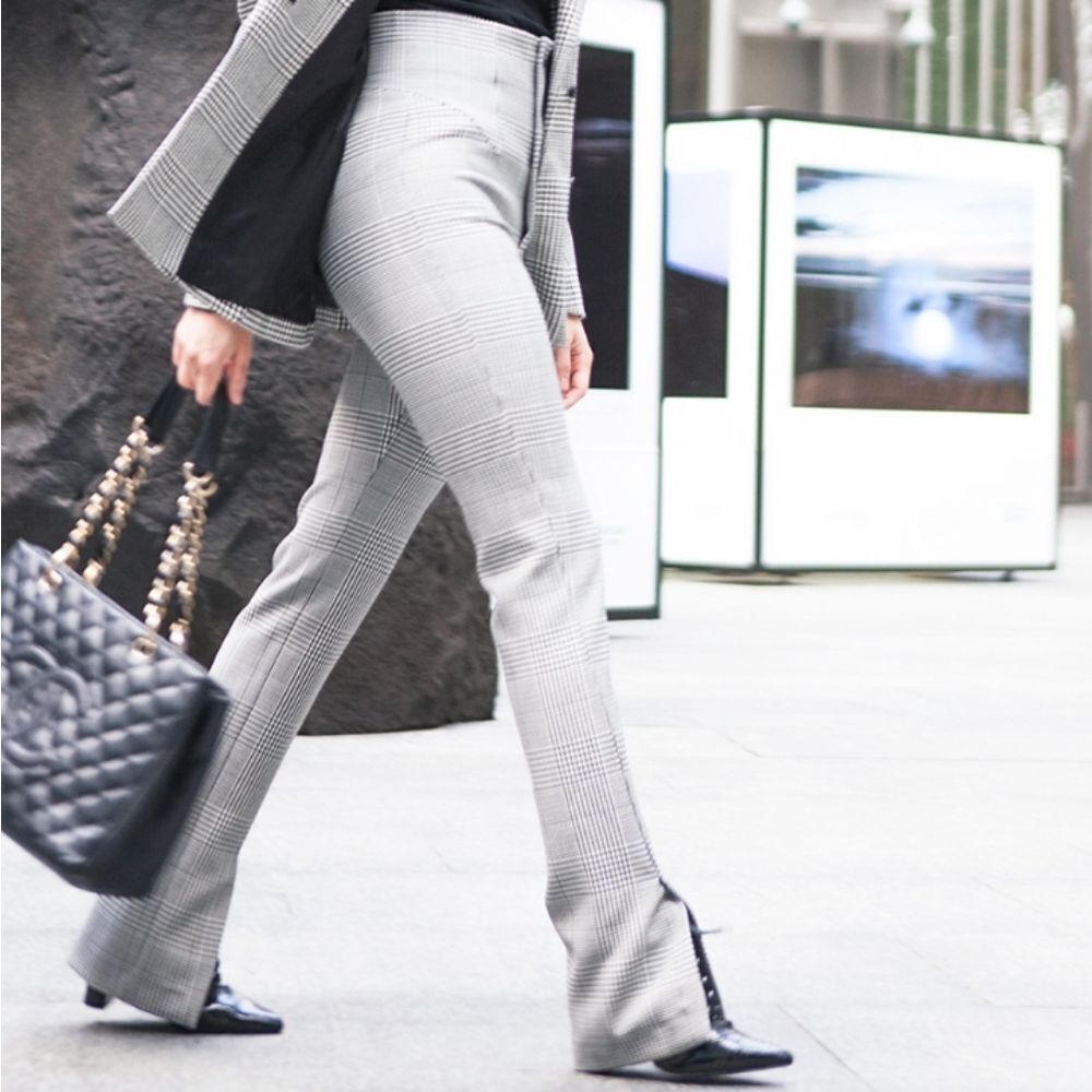 Zara Front Slit Grey Trosers Size L # 0239